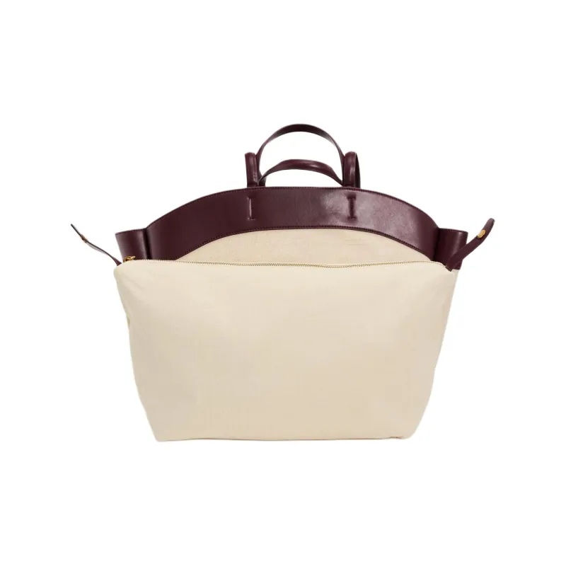 ZARA Cotton Tote Handbag Shoulder Bag Women's Ecru-6