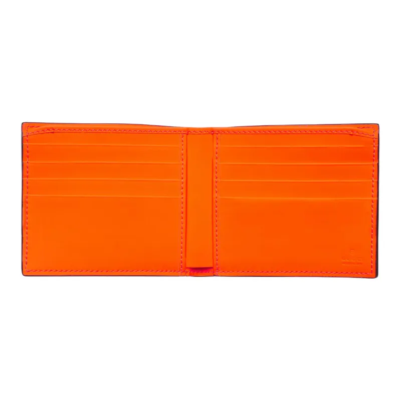 GUCCI Rubber Effect Leather Wallet Men's Orange-4