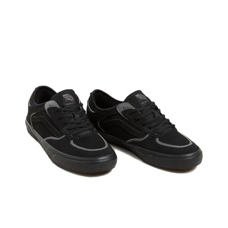 Vans Skate Rowley Anti Slip Wear Resistant Low Top Skateboard Shoes Unisex Black Gray-2