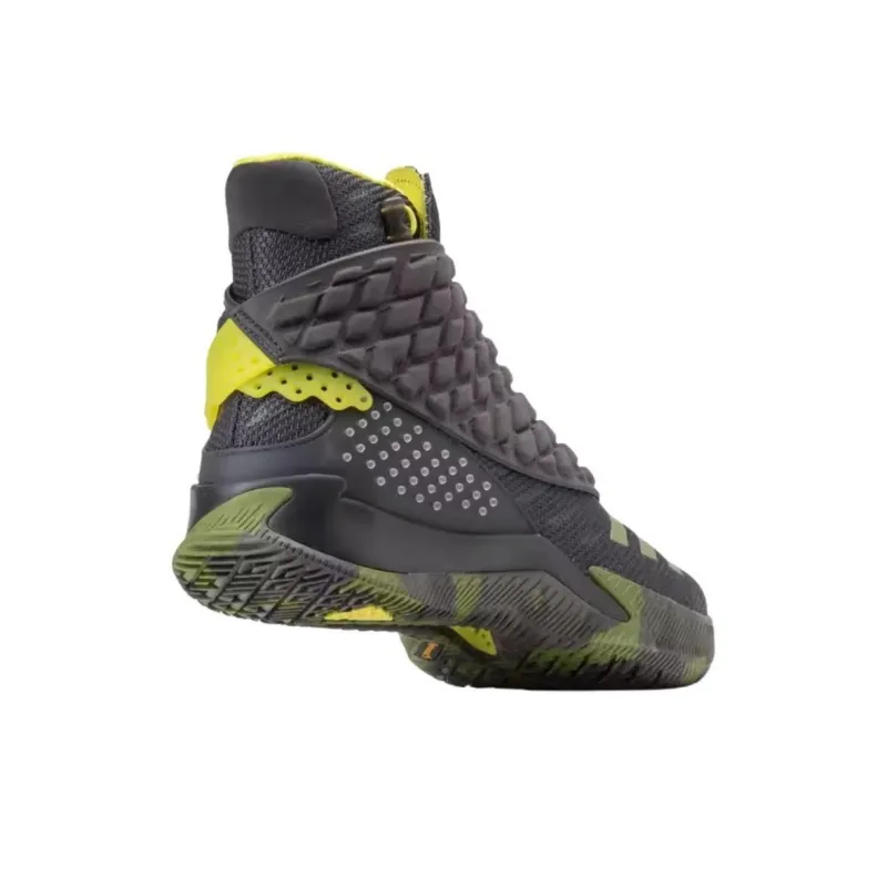 Adidas Ball 365 Cushioned Slip-Resistant High-Top Basketball Shoes Men's Black Green Yellow-2