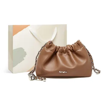 15 MINS Cow Leather Cloud Bag Shoulder Bag Shoulder Bag Chain Bag Regular Women's Brown/Oat