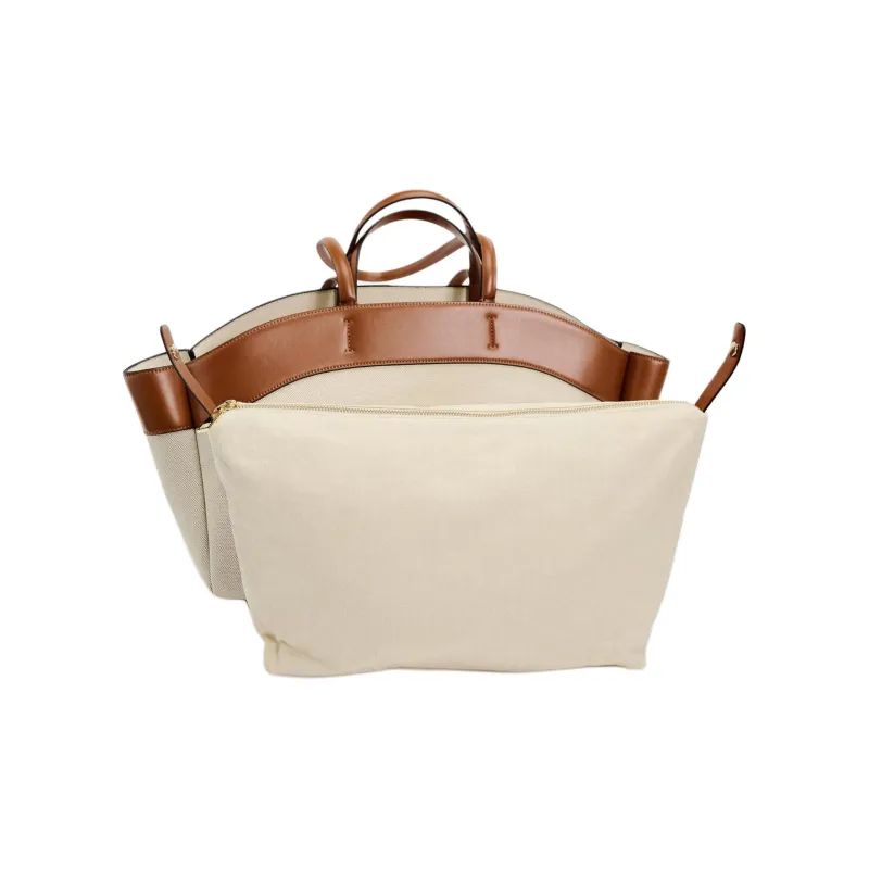 ZARA Cotton With Polyester Tote Bag Shopping Bag Handbag Shoulder Bag Women's Dark Brown Yellow-1