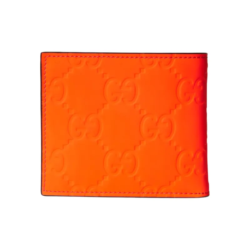 GUCCI Rubber Effect Leather Wallet Men's Orange-2