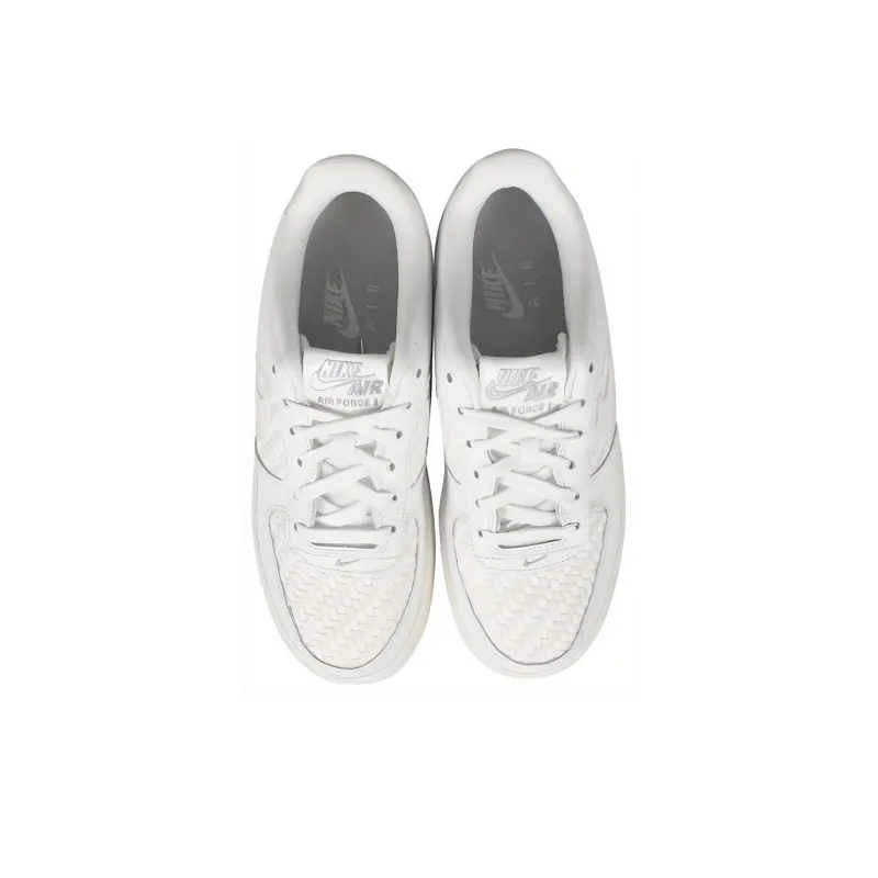 Nike Air Force 1 Low Triple White Leather Woven GS-3