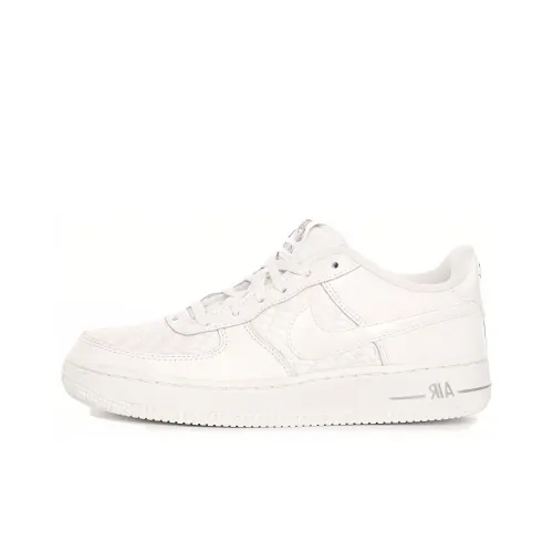 Nike Air Force 1 Low Triple White Leather Woven GS