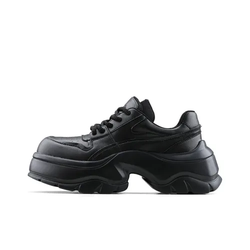 HANQIAORIJI Rakura Series Chunky Sneakers Men Low-Top Black