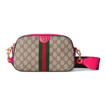 GUCCI Ophidia Canvas With Leather Canvas Bag, Crossbody Bag, Shoulder Bag Women's Beige & Ebony & Pink