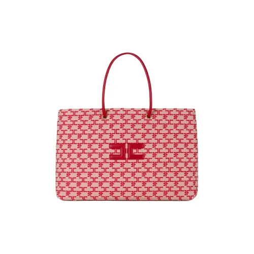 Elisabetta Franchi Cotton And Polyamide Blend Tote Bag Shopping Bag Handbag Shoulder Bag Women's Butter Multicolor Red