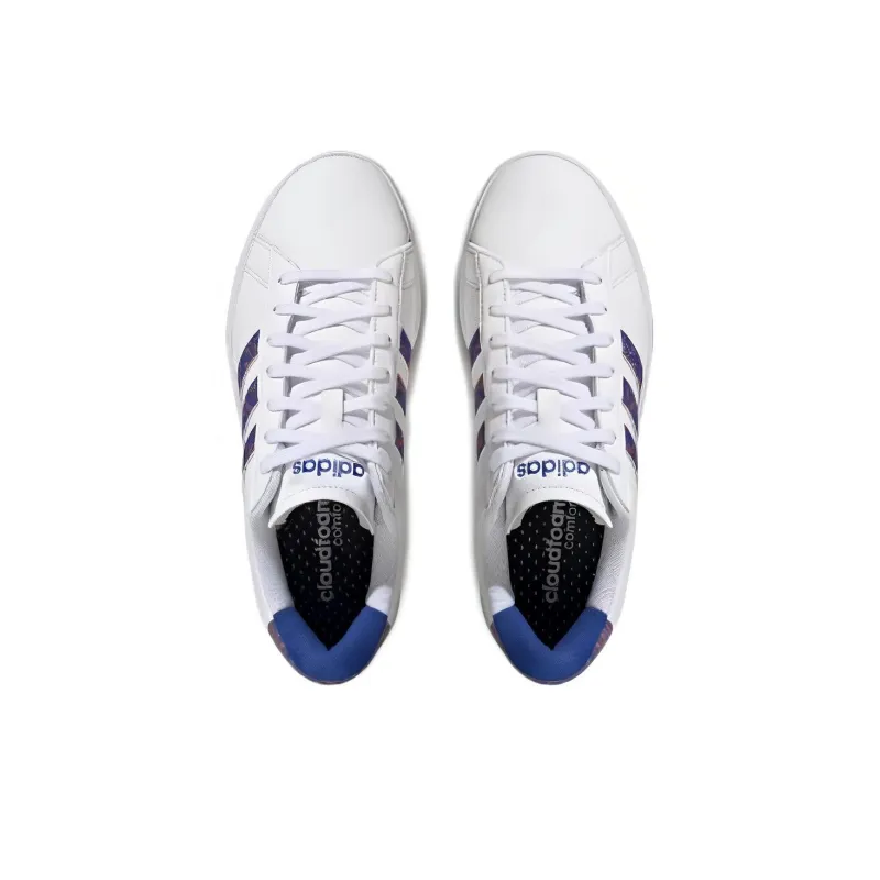Adidas GRAND COURT 2.0 Anti Slip Wear Resistant Low Top Skateboard Shoes Women's White Blue-3