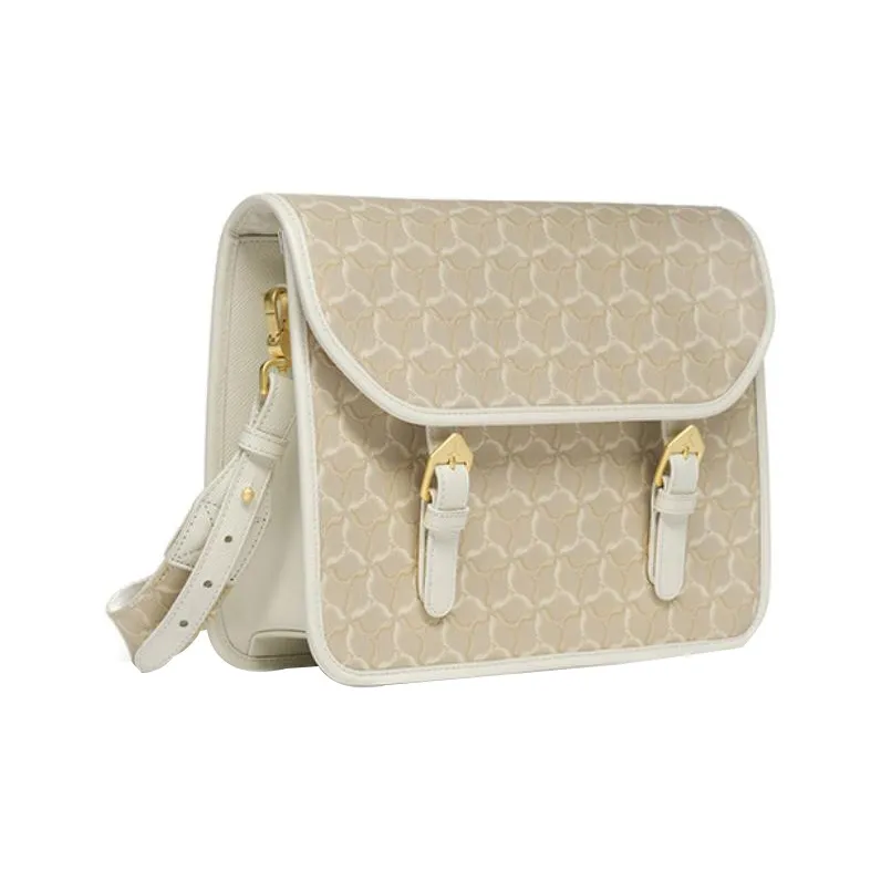 LI NING 1990 Fabric With Leather Messenger Bag Shoulder Bag Crossbody Bag Unisex Almond Khaki-2