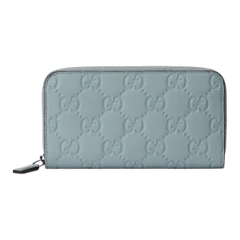 GUCCI Rubber Effect Leather Wallet Men's Light Blue