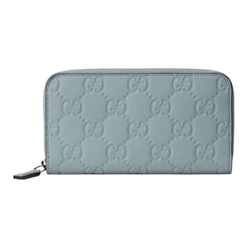 GUCCI Rubber Effect Leather Wallet Men's Light Blue