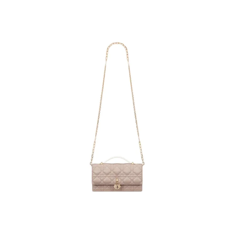 DIOR Sheepskin Shoulder Bag Crossbody Bag Mini Women's Milk White & Beige Brown-3