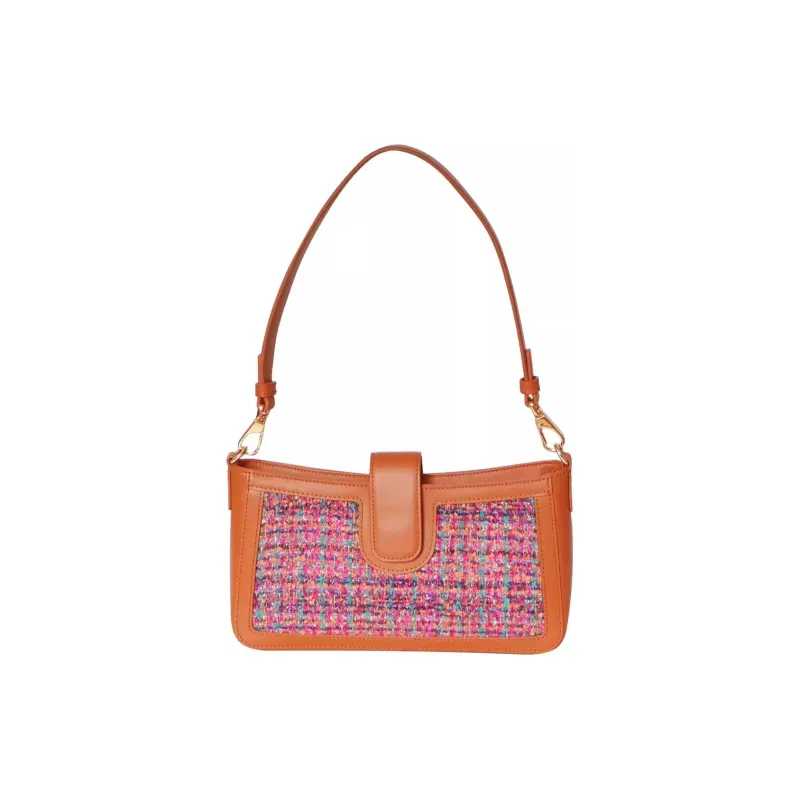 Julychagall Tweed With Cow Leather Shoulder Bag Unisex Fireworks-0
