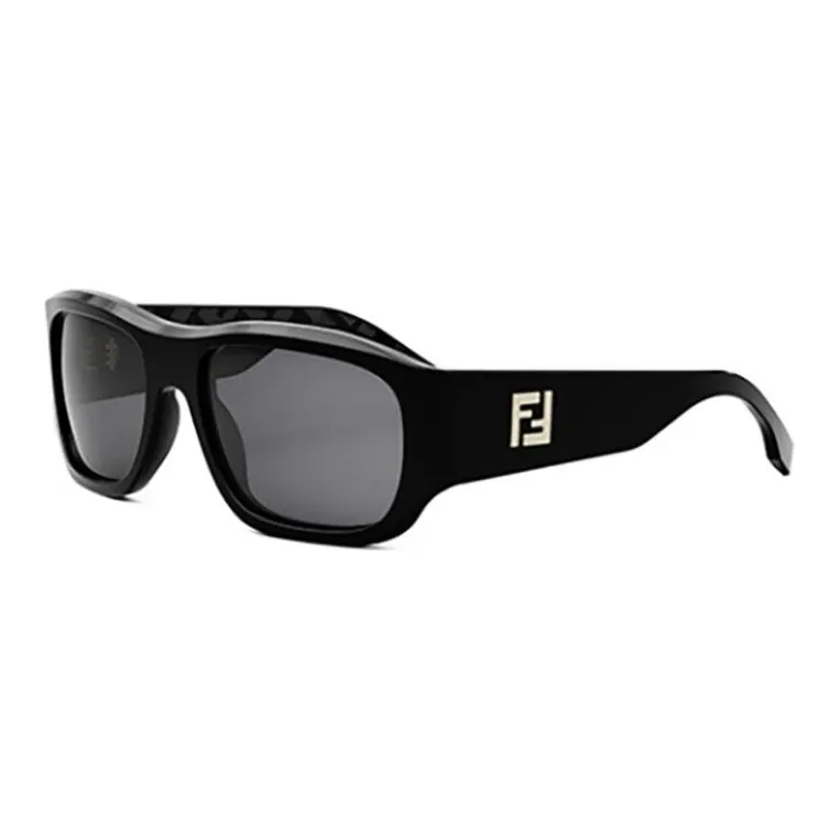 FENDI Acetate Irregular Shape Sunglasses Men's Black-0