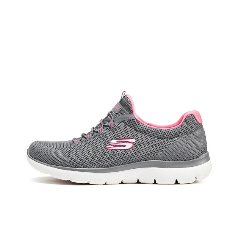 Skechers Cushioning Wear Resistant Low Top Running Shoes Women's Gray Pink Red-0