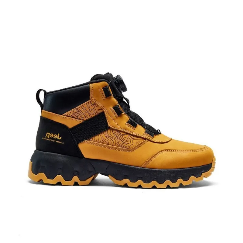 Jeep Breathable Warm Water Resistant Wear Resistant Cushioning Outdoor Boots Men's Black Yellow-1