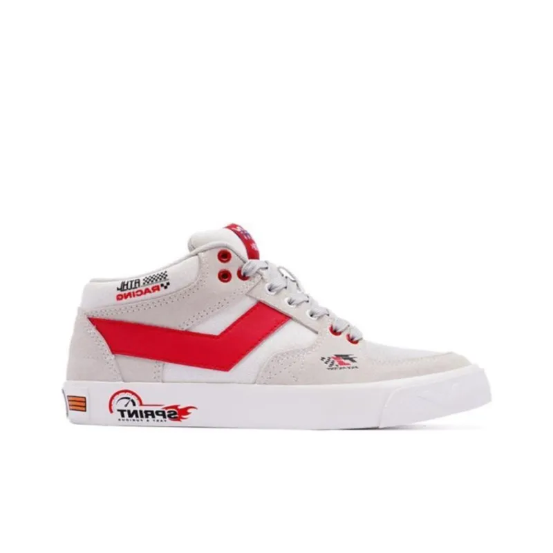 PONY Atop Wrapping Anti Slip Shock Absorbing And Wear Resistant Low Top Skateboard Shoes Unisex Beige Red-1