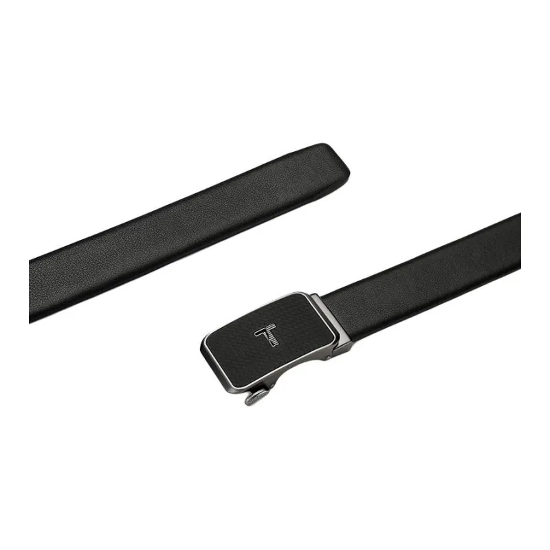 Thereble Genuine Leather Business Elegant Alloy Buckle Top Grain Cow Leather Belt Men's Black Width 3.7CM-3