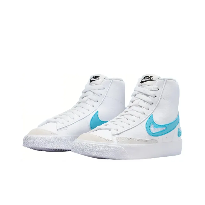 Nike Blazer '77 'Cut Out Aqua' Durable Breathable Mid Top Skateboard Shoes GS White Blue-2