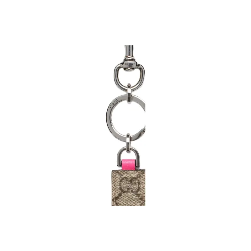 GUCCI Canvas With Leather Bag Accessories Women's Beige & Ebony With Pink Accents-2