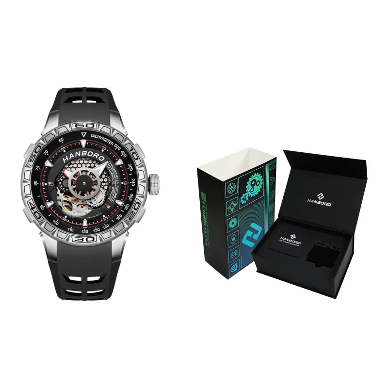 HANBORO Automatic Mechanical Movement Watch Men's Watches Black Dial HBR9205-BH-1
