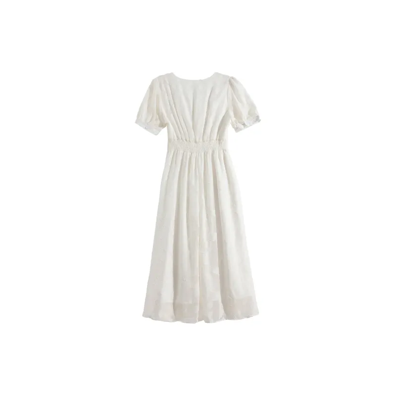CPAURA Short Sleeved Dresses Women's White-1