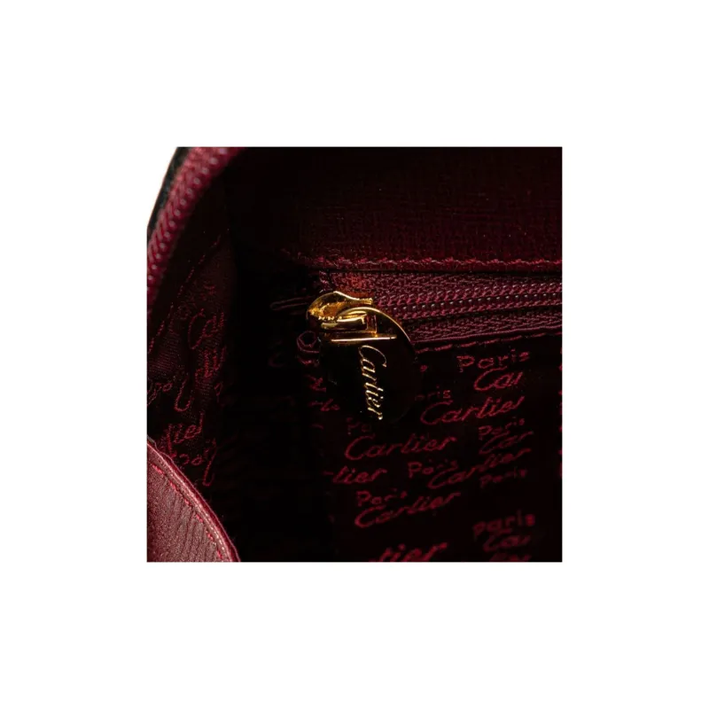 CARTIER Calfskin Backpack Unisex Burgundy-6