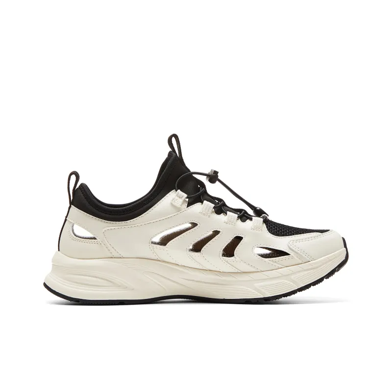 PEAK Cushioning Anti Slip Wear Resistant Breathability Low Top Running Shoes Men's Ecru Black-1