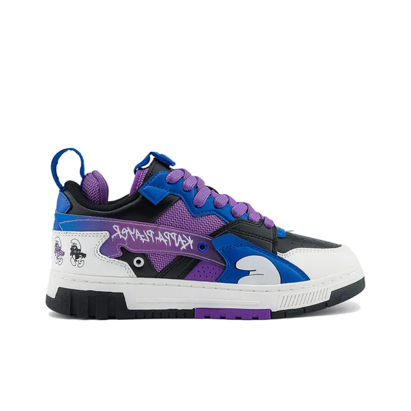 The Smurfs x Kappa Anti-Slip Wear-Resistant Low-Top Skateboard Shoes Unisex Purple Black Blue-1
