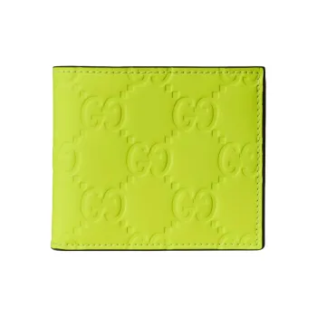 GUCCI Leather Wallet Men's Neon Yellow