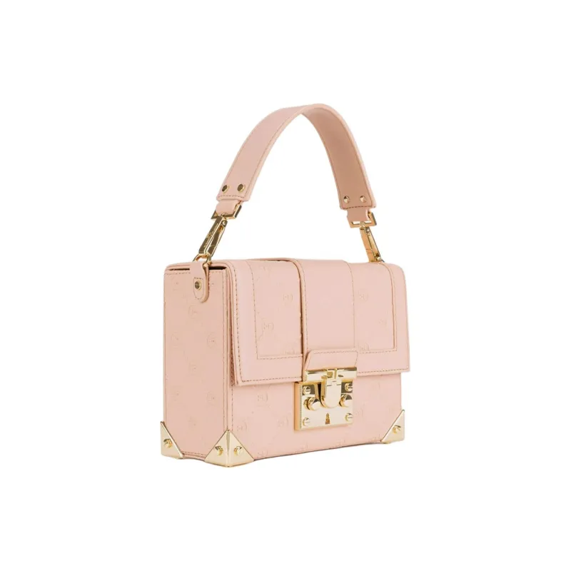 Elisabetta Franchi Patchwork Synthetic Leather Handbag Large Size Women's Pink-1
