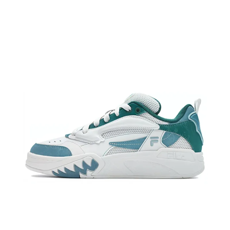 FILA Slip Resistant Low Top Vintage Basketball Shoes Women's White Green-0