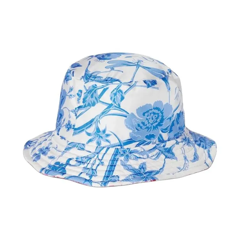 GUCCI Canvas Bucket Hats Women's Pink/Blue-2