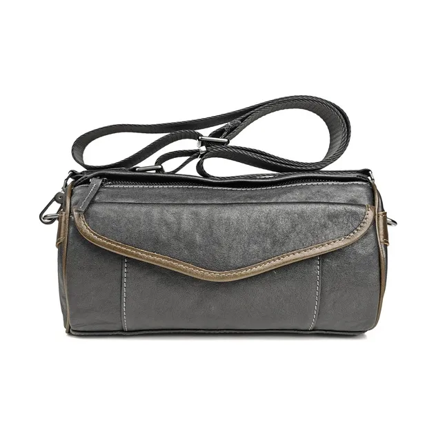 DOSRFINI Vegetable Tanned Top Grain Cow Leather Shoulder Bag Crossbody Bag Men's Black-1