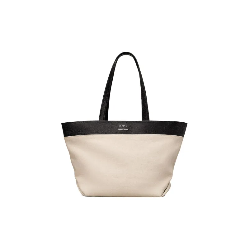Ami Paris Logo plaque Panelled Tote Bag-0