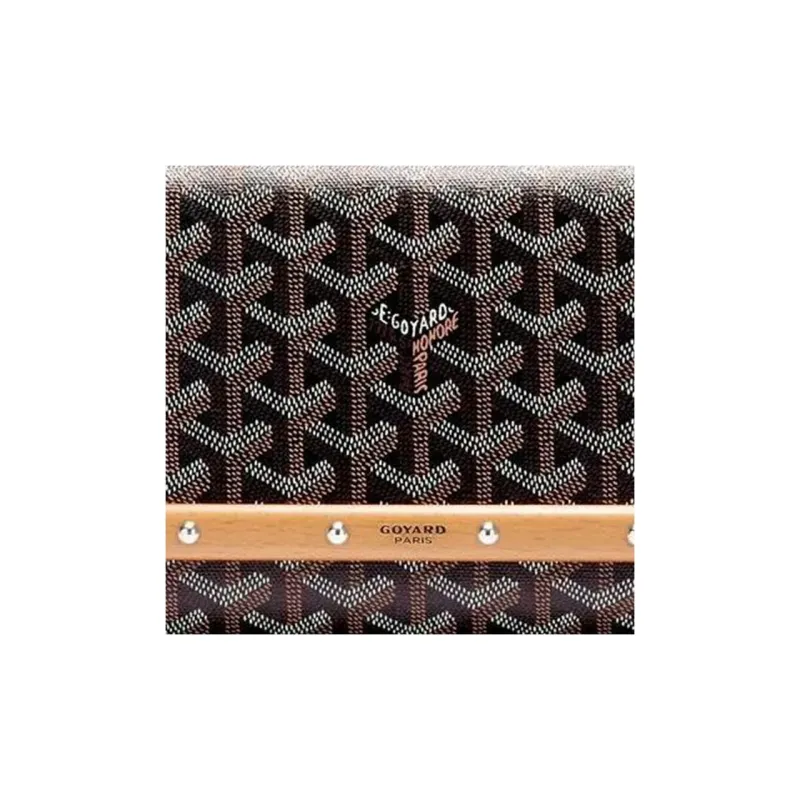 GOYARD MONTE-CARLO Canvas With Calfskin One Shoulder Crossbody Clutches Small Size Unisex Black & Brown-5