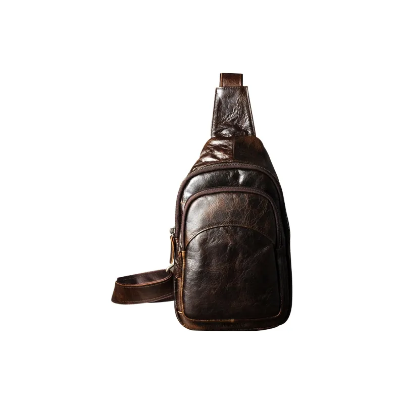 DOSRFINI Genuine Leather Top Grain Cow Leather Sling Bag Regular Men's-0