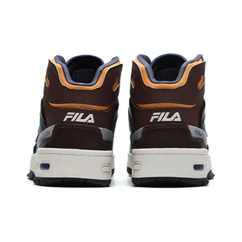 FILA FUSION Teratach Cushioning Anti Slip And Wear Resistant Mid Top Vintage Basketball Shoes Men's Black Kelp-4