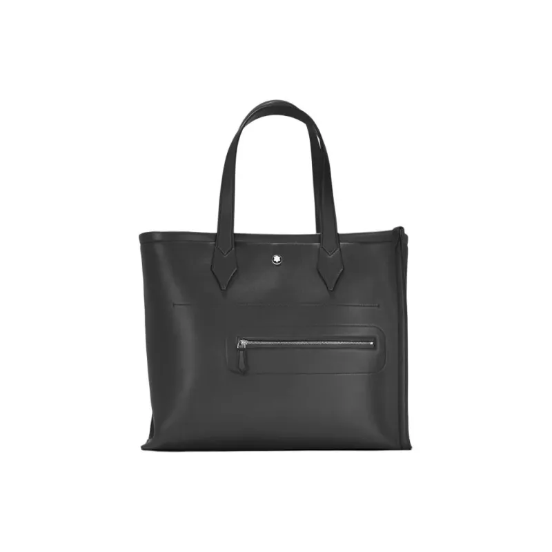 MONTBLANC Calfskin Tote Bag Shopping Bag Shoulder Bag Handbag Medium Size Men's Black-0