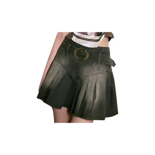 ELF SACK Denim Short Skirts Women's Washable Denim Gray