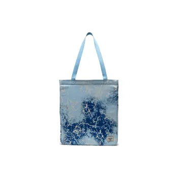 Herschel 100% Cotton Canvas Tote Bag Shopping Bag Canvas Bag One Shoulder Handbag Unisex Blue Bell Denim Floral
