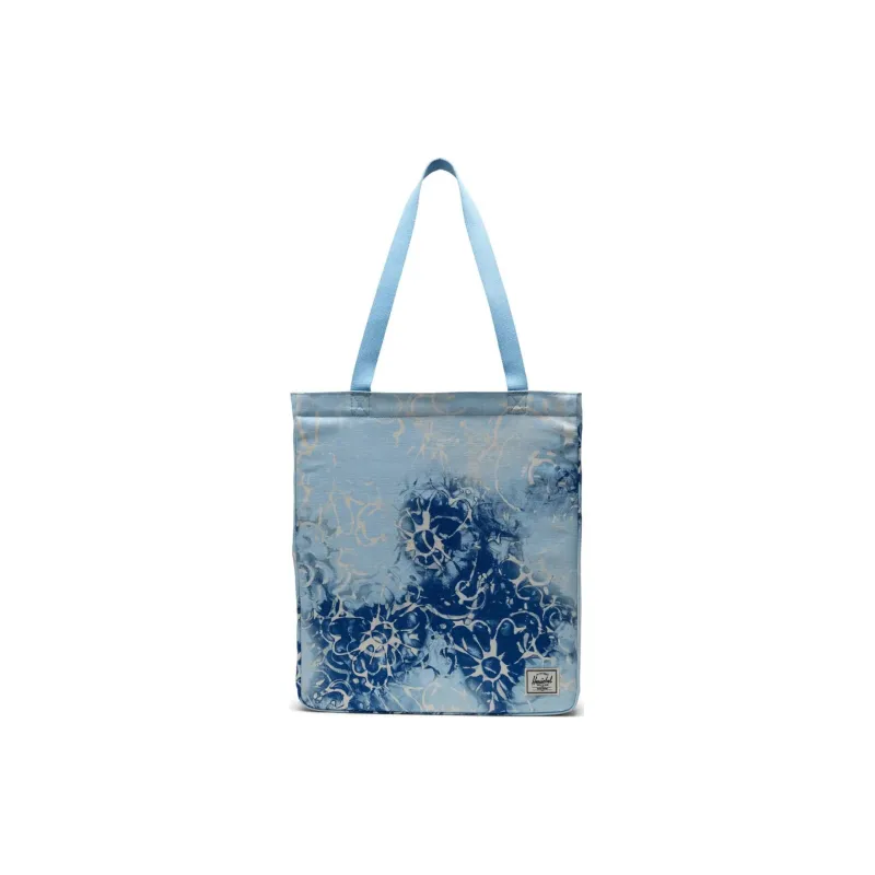 Herschel 100% Cotton Canvas Tote Bag Shopping Bag Canvas Bag One Shoulder Handbag Unisex Blue Bell Denim Floral-0