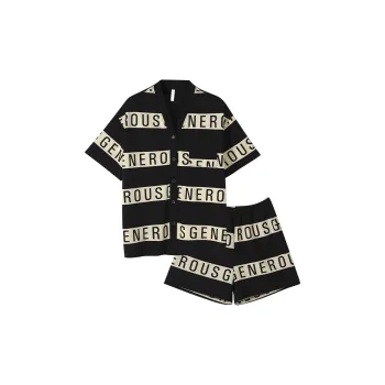 Same Language Pajama Set Women's Soft Feather Ebony Apricot Letter