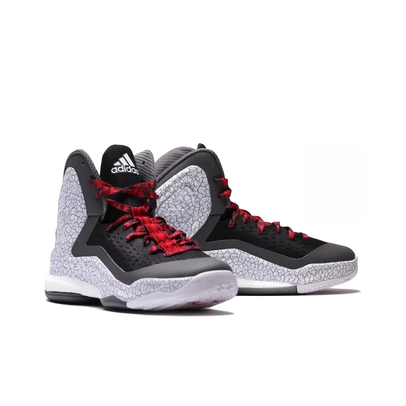 Adidas D Rose 5 Durable Breathable Mid Top Basketball Shoes Men's Black Gray-3