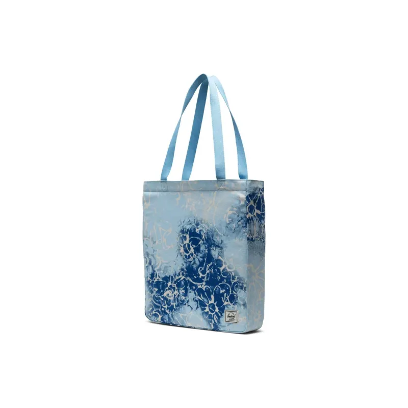 Herschel 100% Cotton Canvas Tote Bag Shopping Bag Canvas Bag One Shoulder Handbag Unisex Blue Bell Denim Floral-1