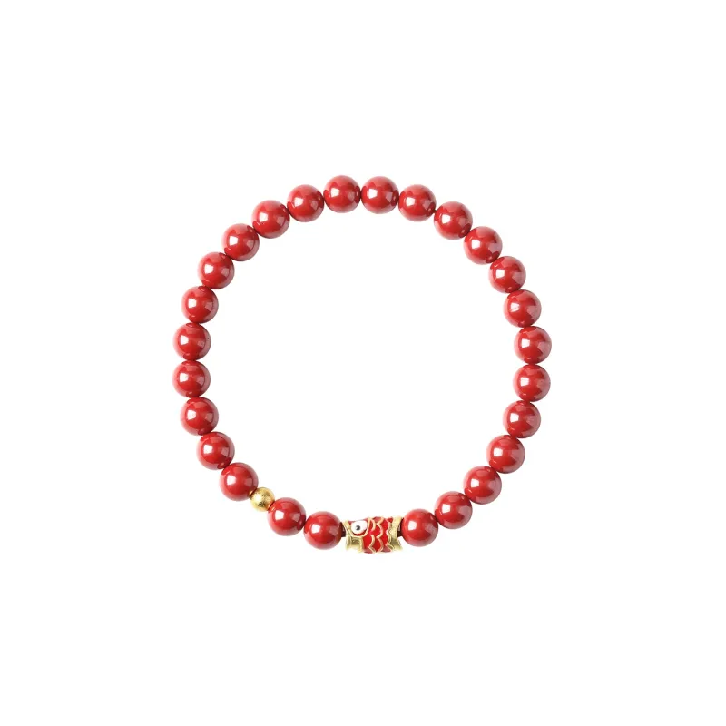 Baozhi Reconstructed Cinnabar Jade Bracelets Unisex-18