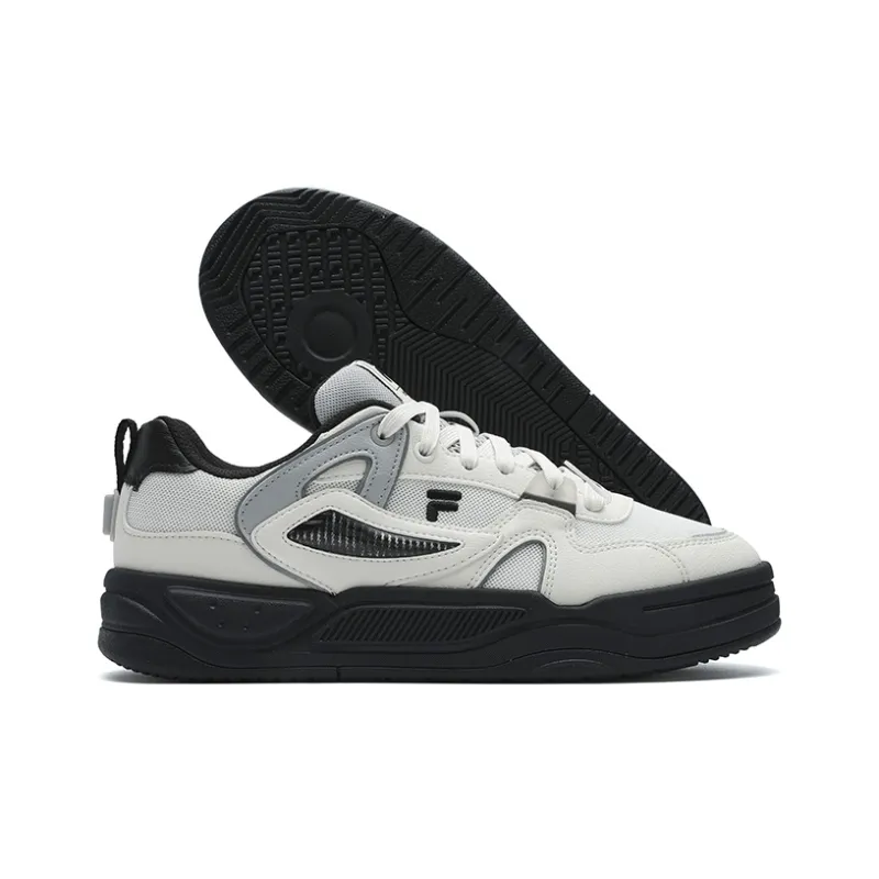 FILA FUSION BANK II Wear Resistant Low Top Skateboard Shoes Women's Black White-4