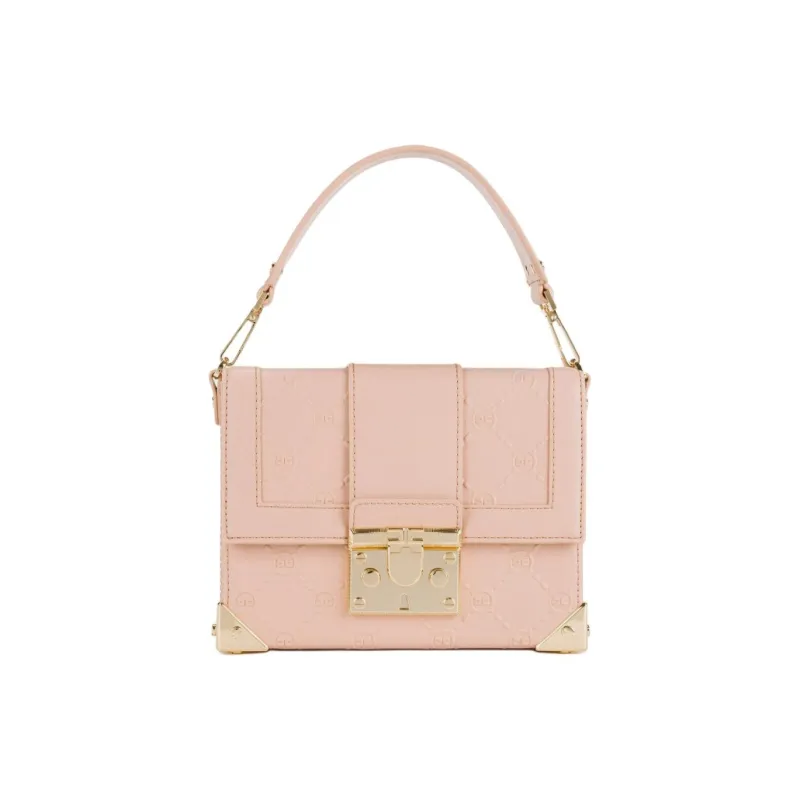 Elisabetta Franchi Patchwork Synthetic Leather Handbag Large Size Women's Pink-0