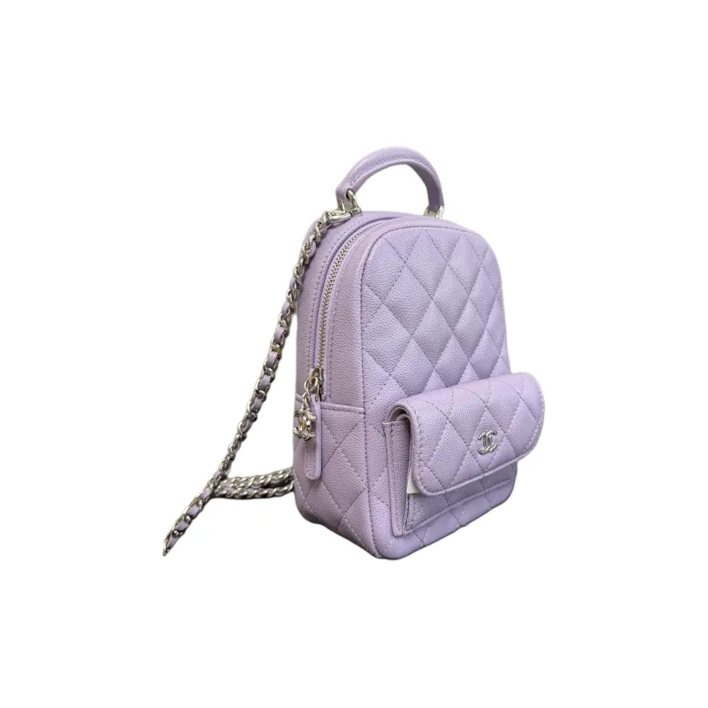 CHANEL Grain Litchi Grain Cow Leather Backpack Mini Women's Purple-2